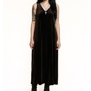 Vintage Fairy Grunge Velvet Maxi‎ Dress Womens Size 10 USA Whimsigoth Vamp